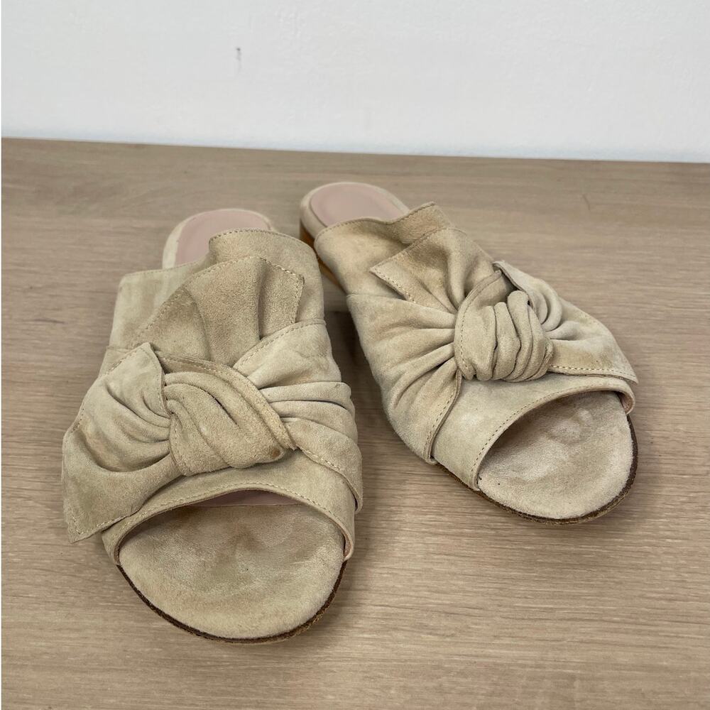 Ann Mashburn suede slides in sand size 36